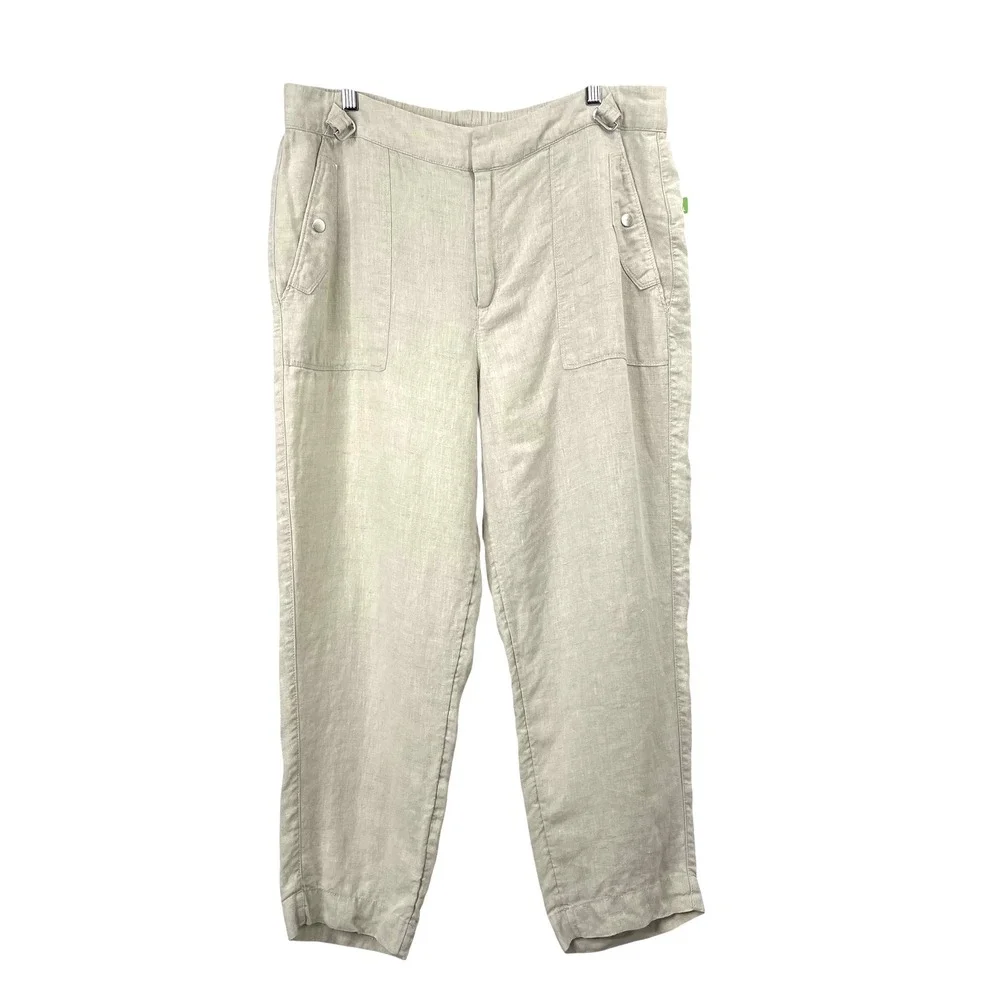 Athleta Voyager 100% Linen PantS Size 16‎ oatmeal neutral